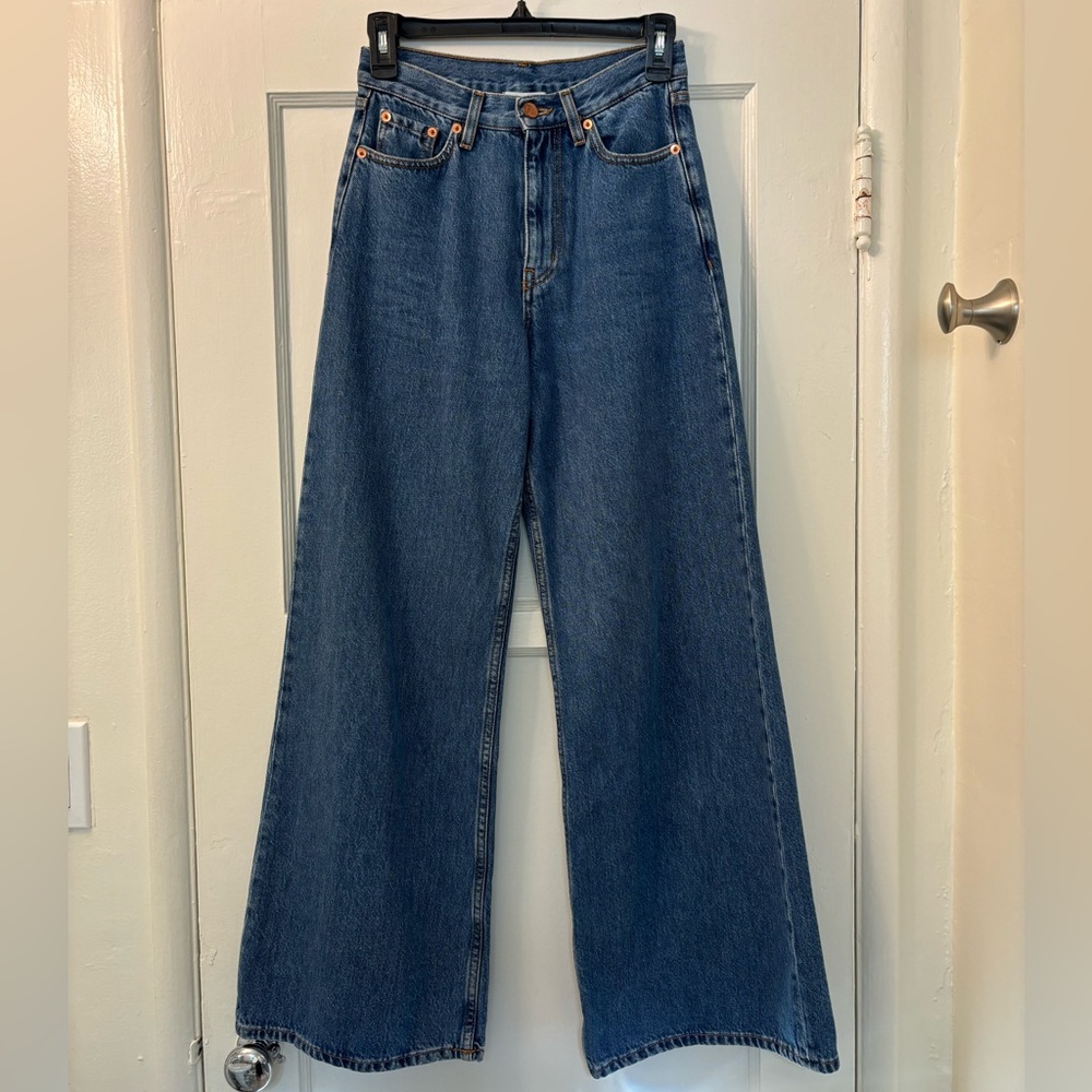 G. LABEL GOOP HIGH RISE WIDE LEG JEANS SIZE 25 - MADE IN ITALY 100% COTTON
